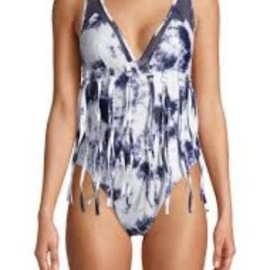 NWT YMI Swimsuit Tie Dye OnePiece XL Blue White